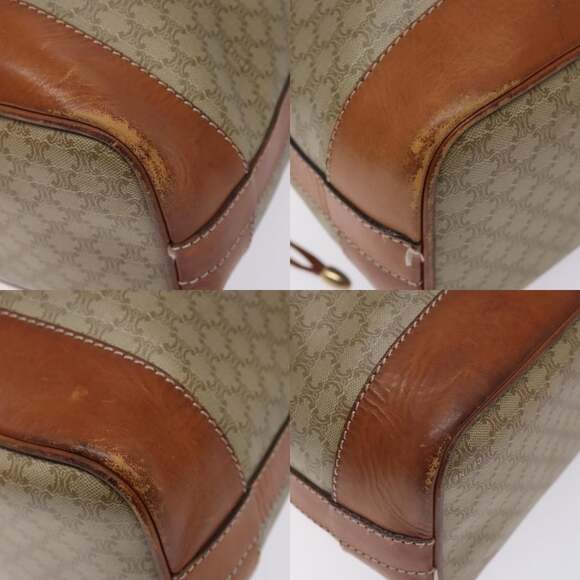 CELINE Macadam Canvas Shoulder Bag Beige Gold - Picture 10 of 12